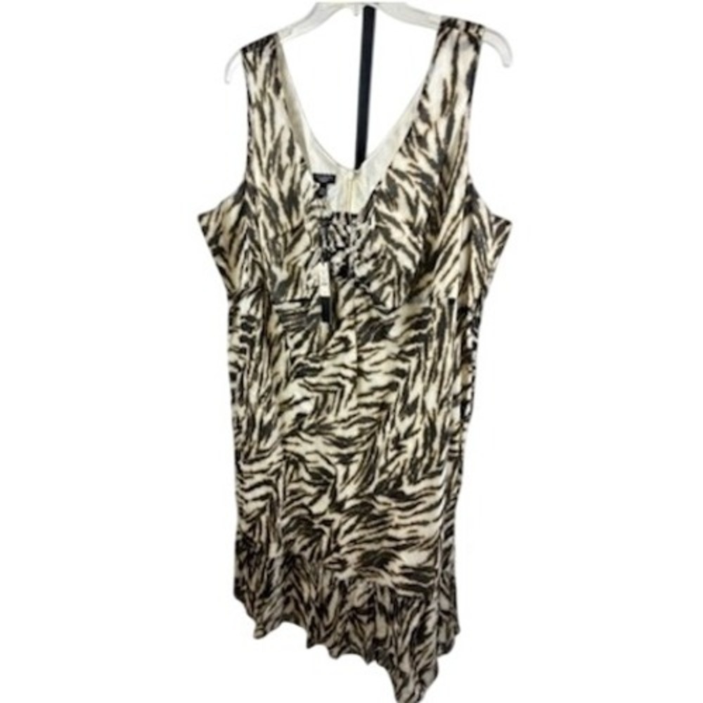 New Talbots Ruffle Hem Animal Print Dress Women's Plus Size 24W‎